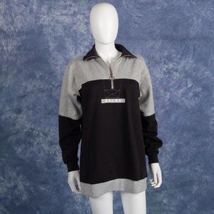 SBJ Sport Colorblock Gray Black Sweatshirt Sz S